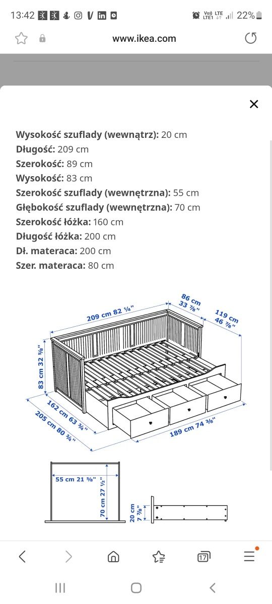 Łóżko Ikea Hemnes