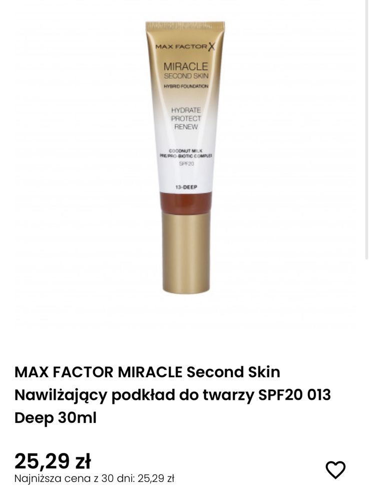 MAX FACTOR MIRACLE Second Skin Nawilżający podkład do twarzy SPF20