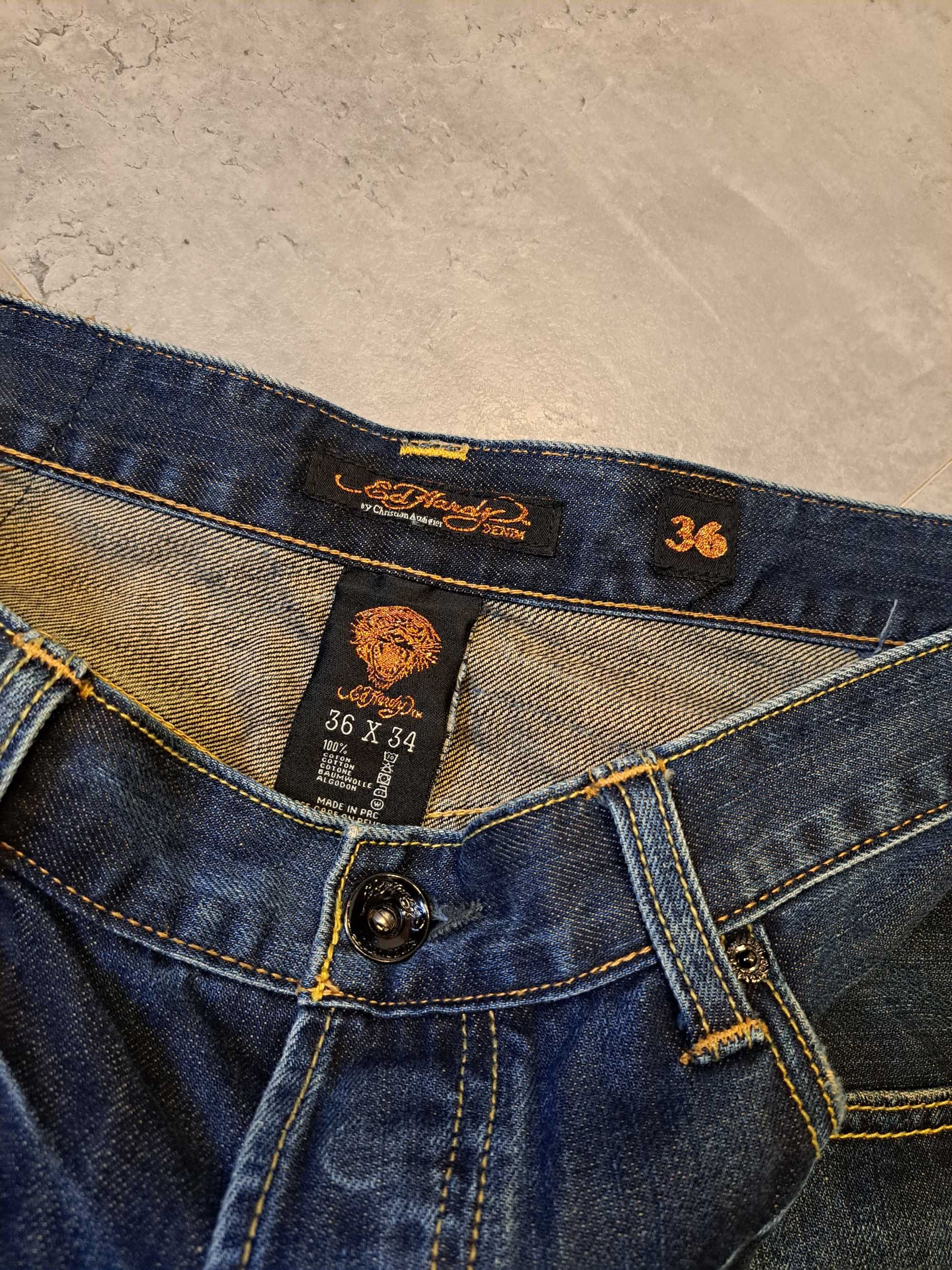 Spodnie Dżinsowe Ed Hardy Jeansy Haftowane Logo Christian Audigier