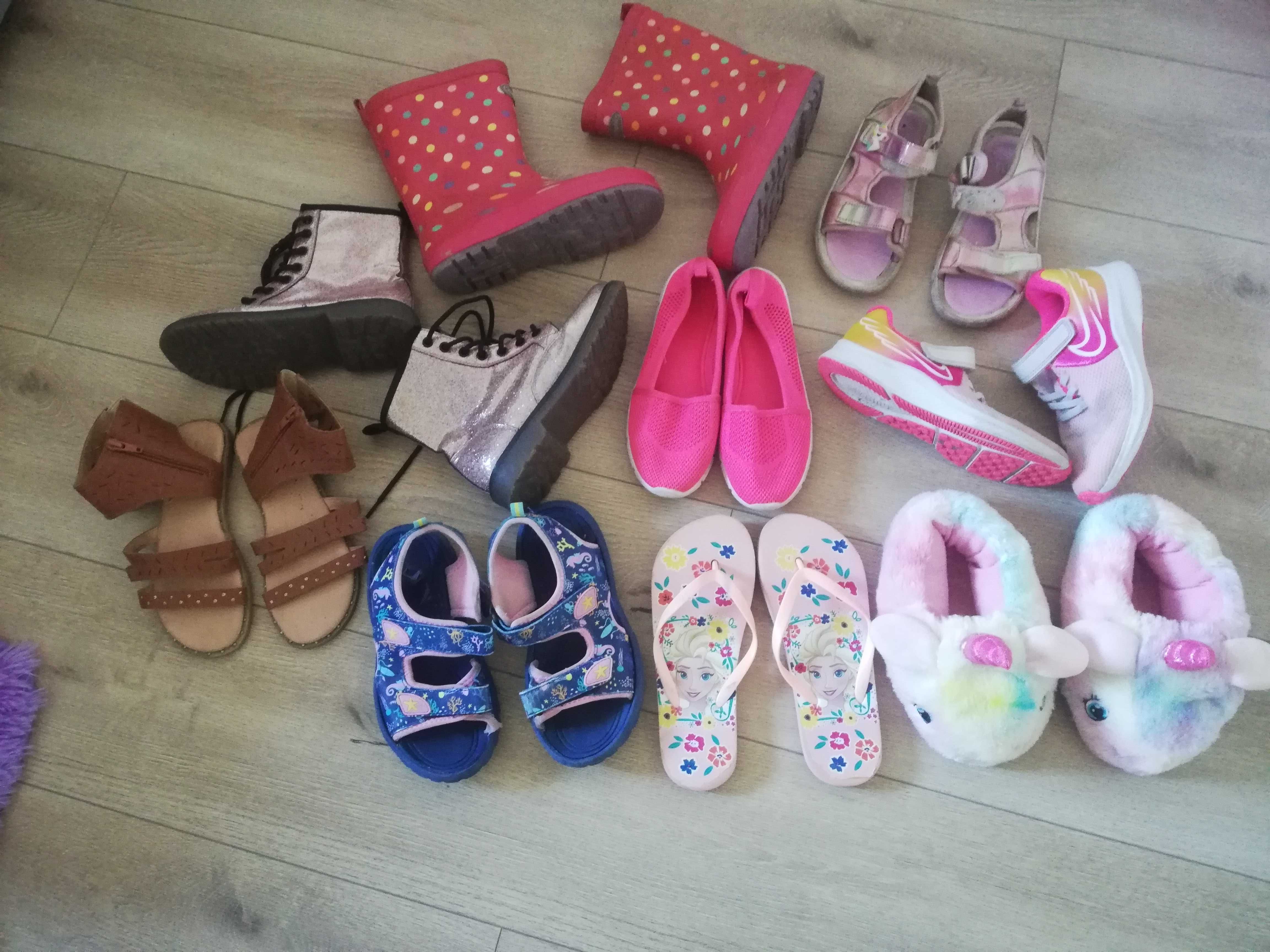 Zestaw 10par buty dziewczęce rozmiar 32,33,sandały botki klapki kalosz