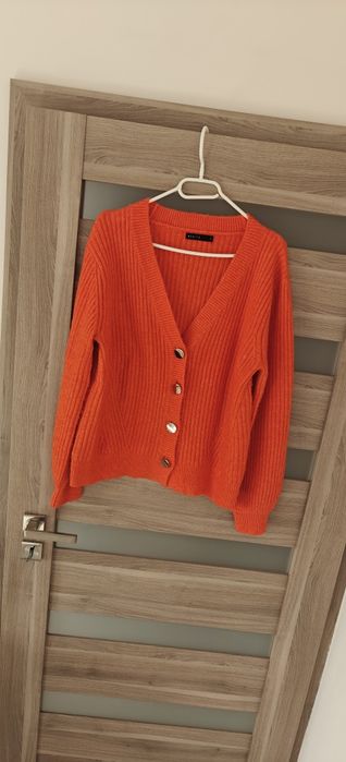 Pomarańczowy kardigan z domieszką wełny roz S Mohito