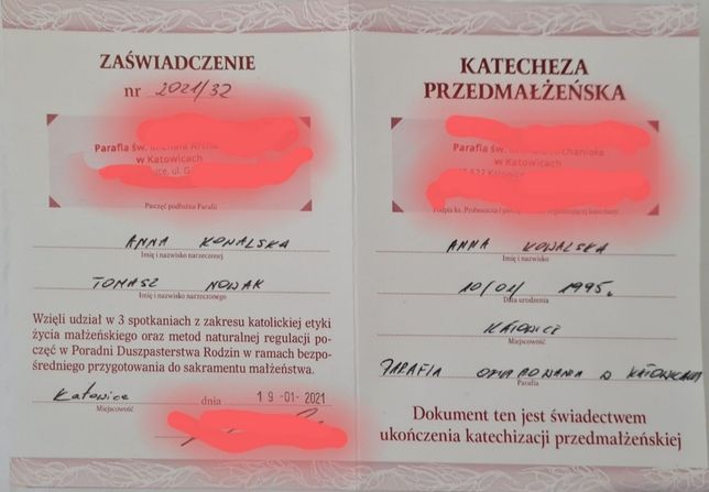 Nauki przedmałżeńskie z poradnia Cała Polska
