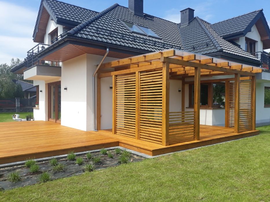 Altany drewniane, pergole, zadaszenia, elewacje drewniane