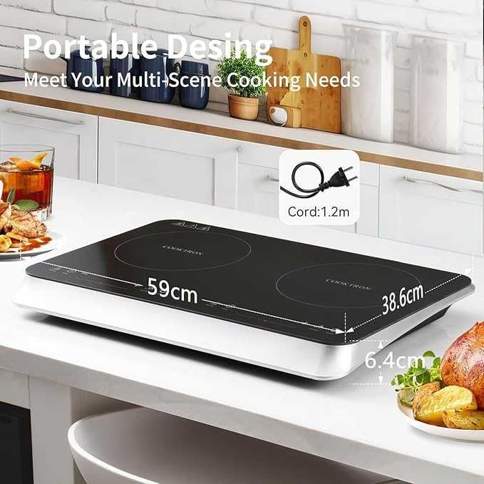 Płyta indukcyjna kuchenka nablatowa wolnostojąca przenośna 2 palniki