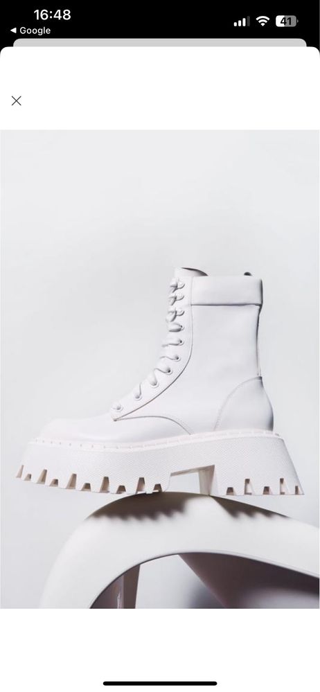 Шкіряні білі черевики Zara 38 р