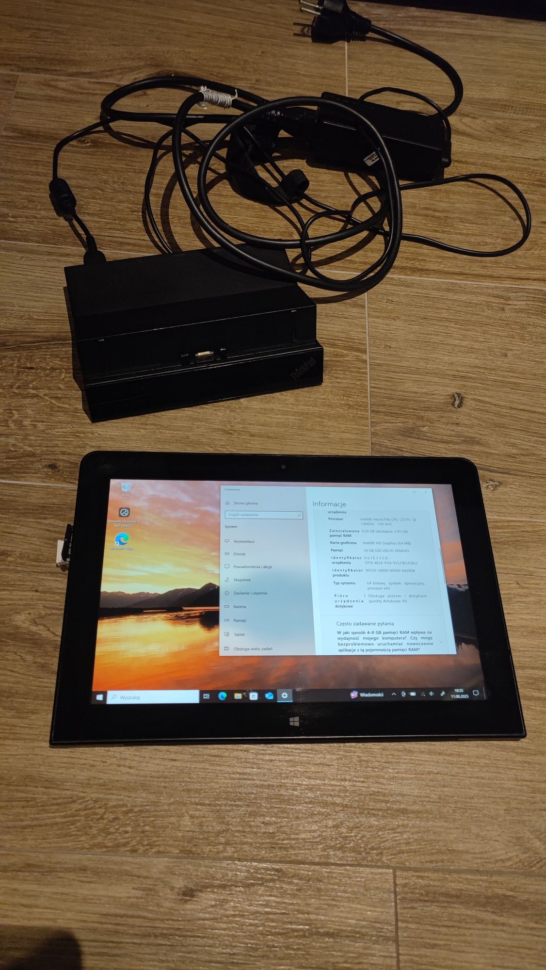 Tablet Lenovo ThinkPad 10 64GB/4GB ram/win10 + stacja dokująca