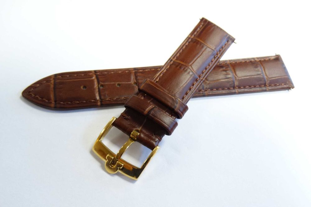 Pasek skórzany brązowy do zegarka Omega 18mm 20mm klamra złota srebrna