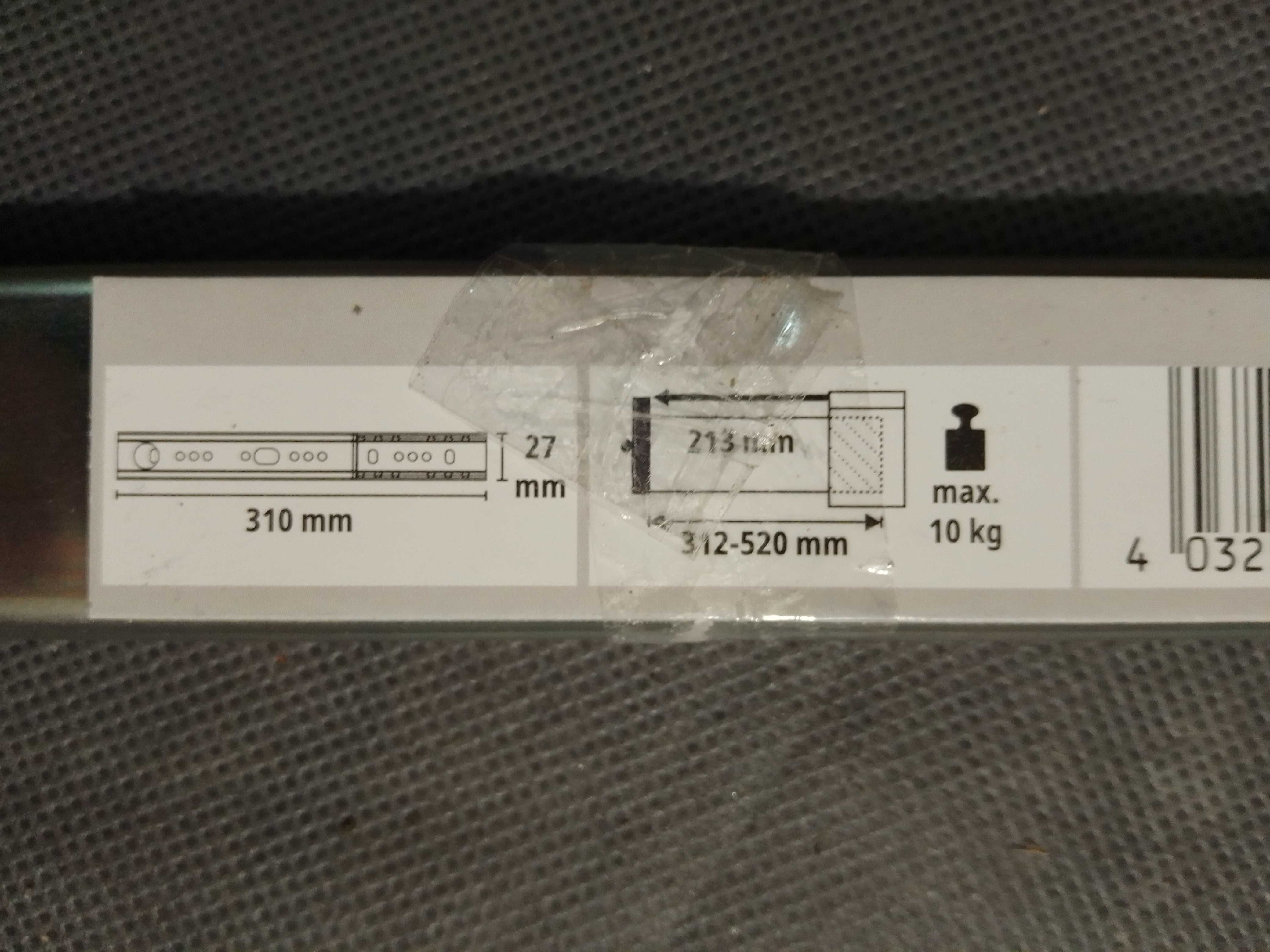 Szyny do szuflad z rowkiem Helpmate 310mm