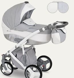 Camarelo Pireus biało szary wózek dla dziecka uniwersalny WYŚLĘ
