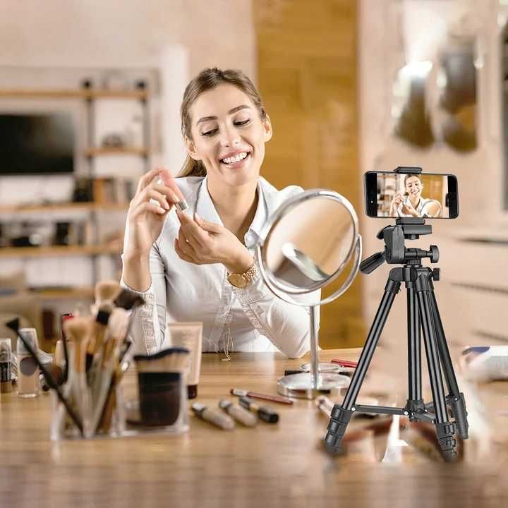 STATYW NA APARAT telefon stojak tripod 103cm uchwyt do zdjęć z pilotem