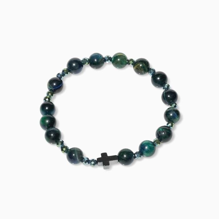 Unikatowa Bransoletka ( Różaniec)  z Kamieni Tygrysie Oko i Hematyt