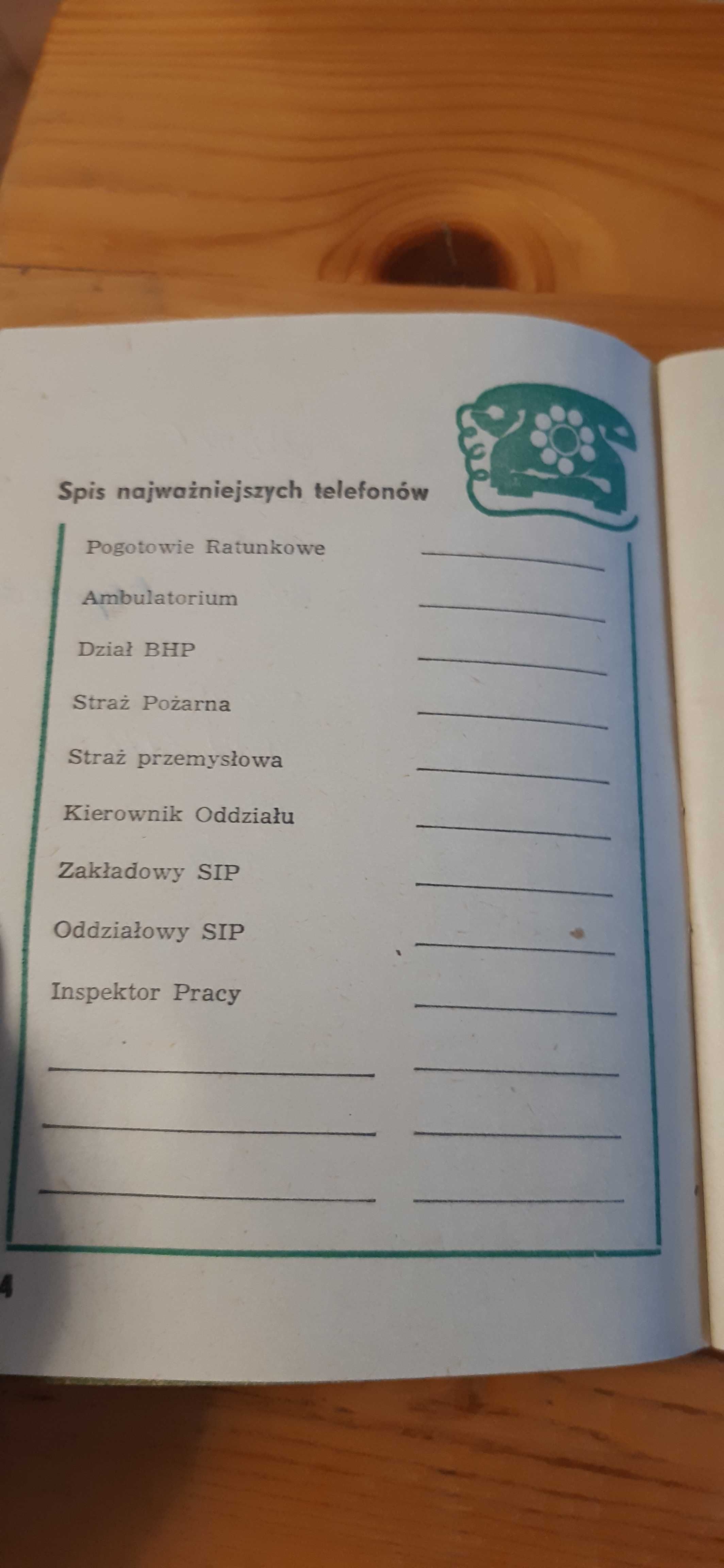 stara książeczka pracownika bhp dla kolekcjonerów prl