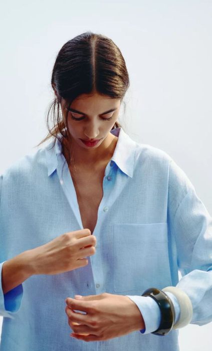 Рубашка Zara L 40 42 льон