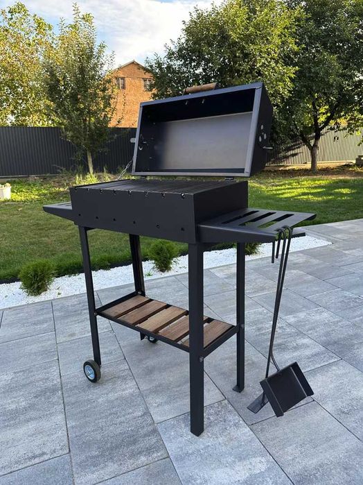 КОМПАКТНИЙ / Мангал з кришкою для барбекю метал 4 мм на 8 шампурів