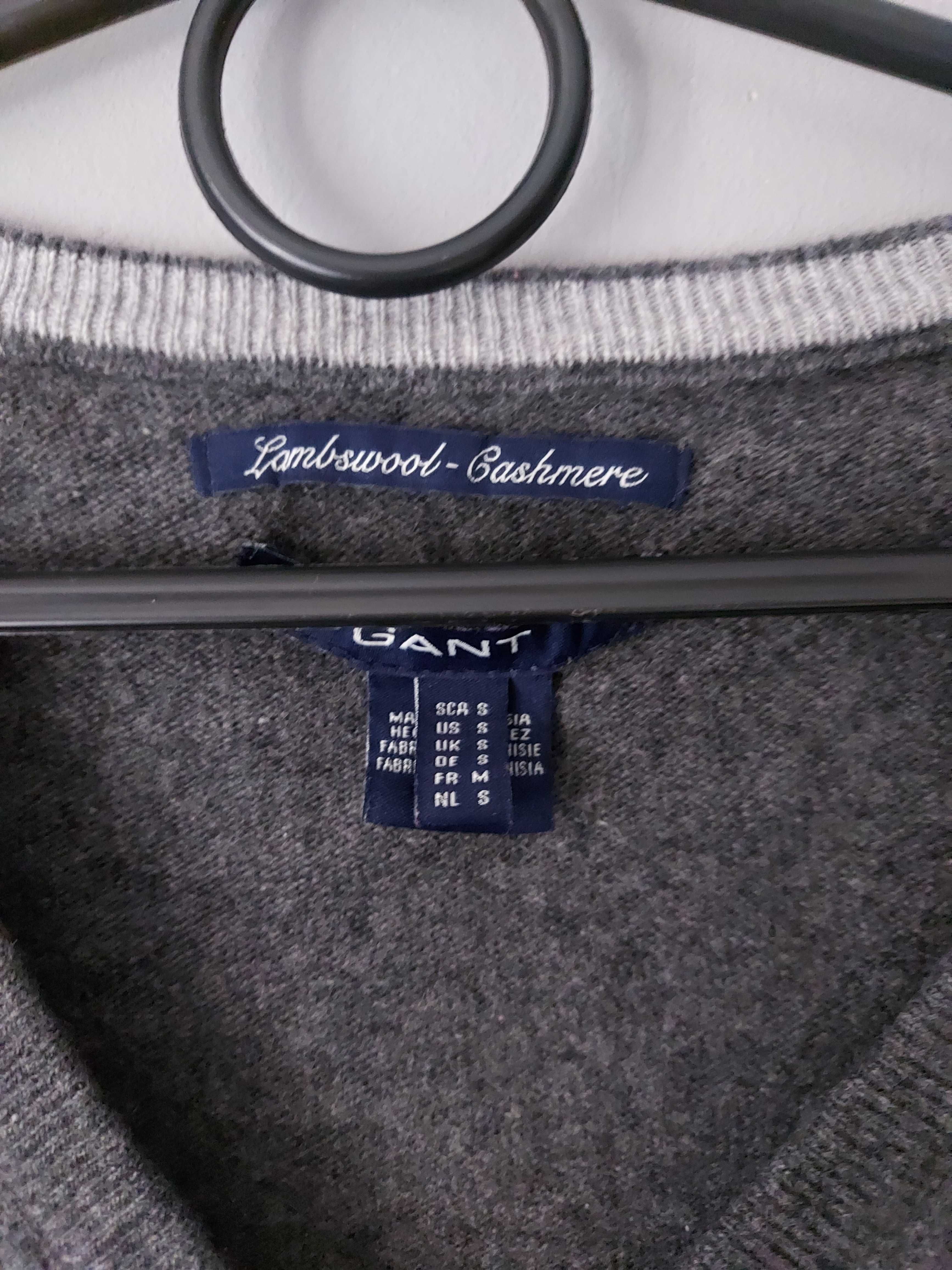 Sweter ciemno szary Gant kaszmir cashmere wełna wool
