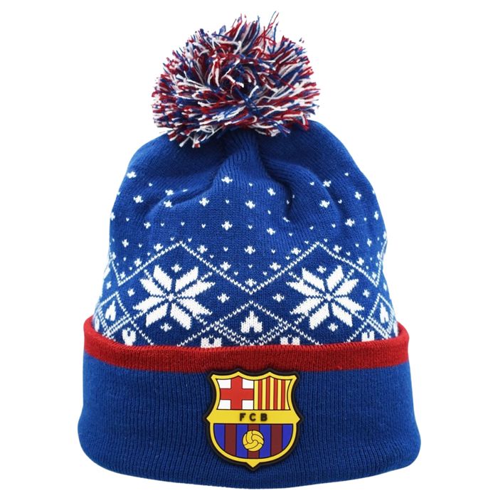 Czapka Zimowa Fc Barcelona Dziecięca Pompon Herb Świąteczna