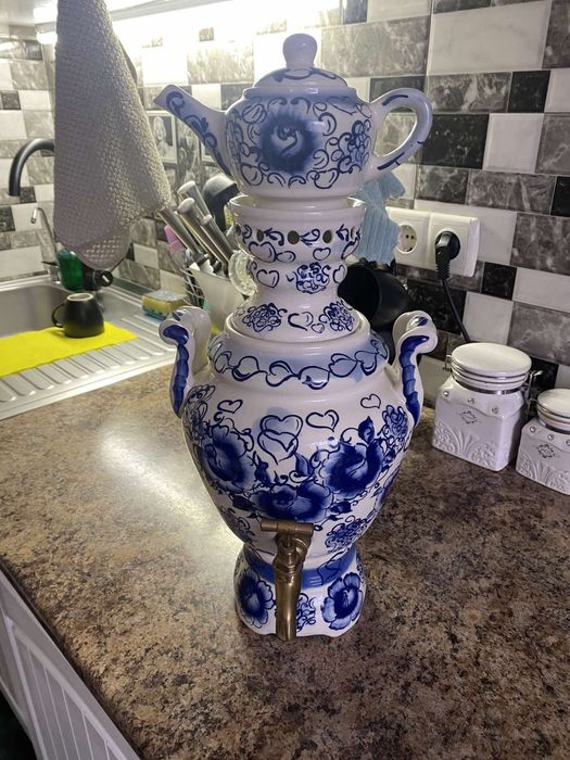 Самовар кераміческий гжель