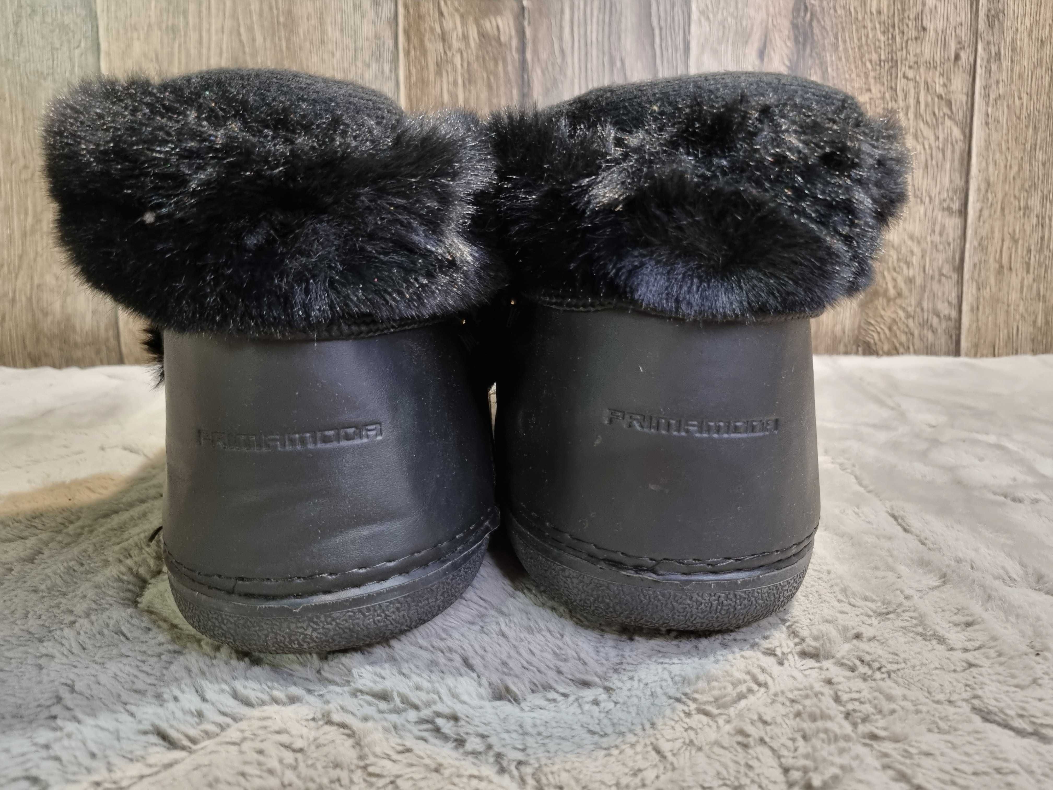 Czarne botki, śniegowce Prima Moda Massello, 39-40