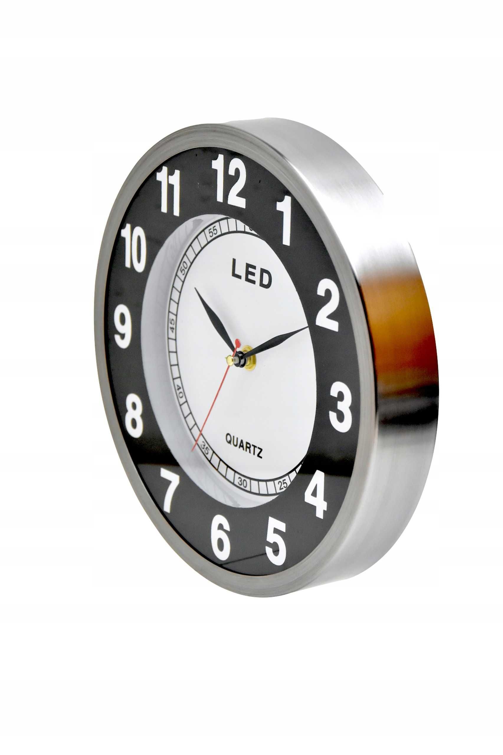 Zegar Ścienny LED Podświetlany Płynący Mechanizm Prezent