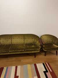 Sofa skandynawska + dwa fotele retro vintage PRL lata 70