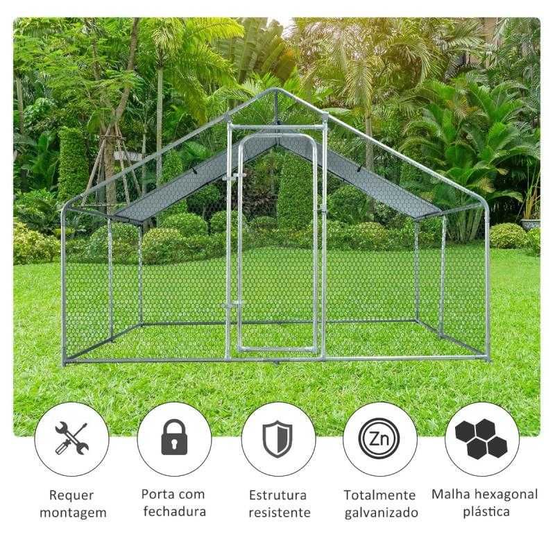 Galinheiro de Exterior de Metal Galvanizado 3x4x1,95 m
