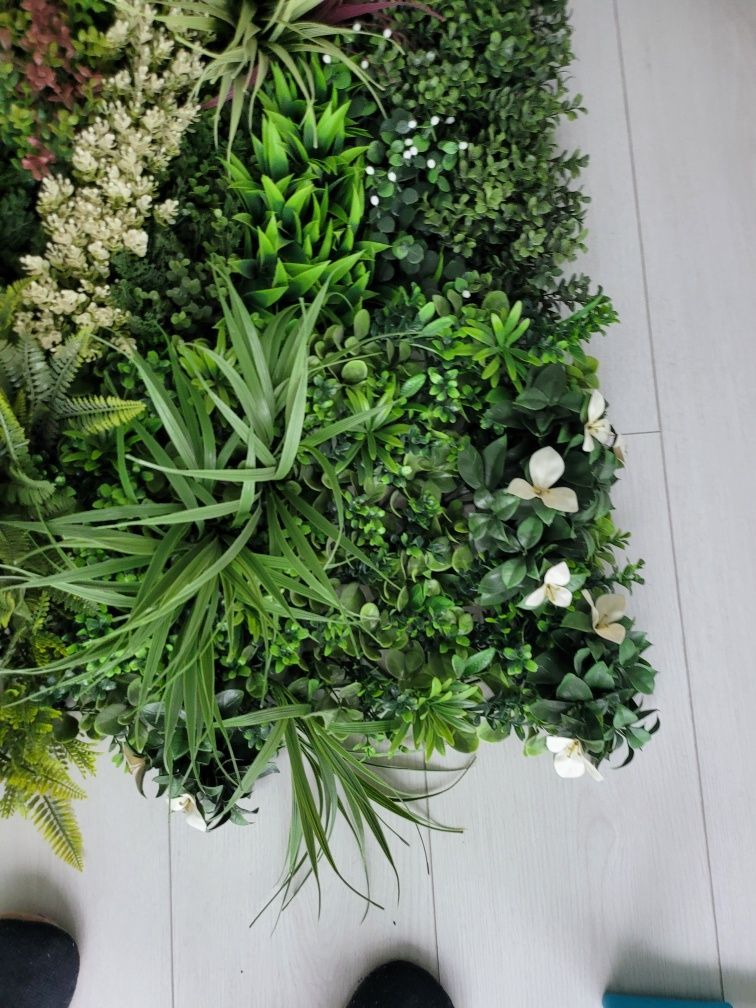 Panel kwiaty trawa ogrodowy ścianka ozdobna 250 cm na 240 cm duży  tan