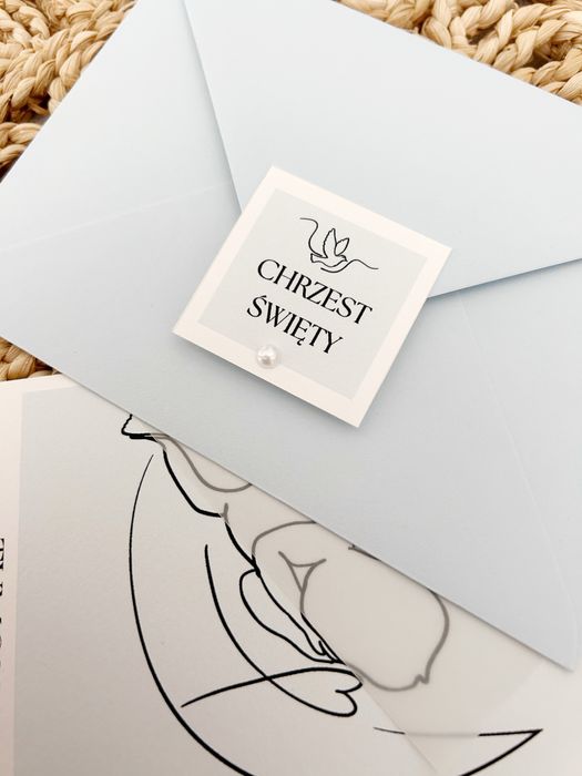 Zaproszenie na chrzest chrzciny roczek minimalistyczne