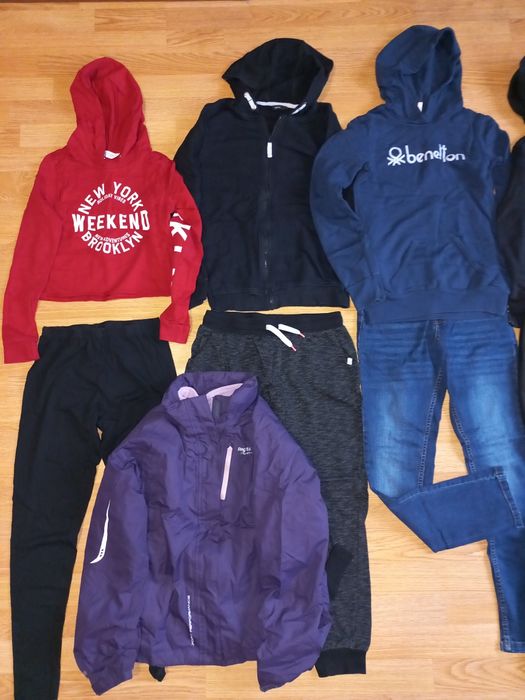 Пакет на девочку 10-11 лет куртка, платье, толстовка Benetton, флиска