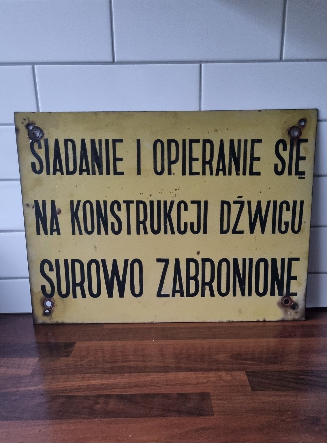 Tablica ostrzegawcza przemysłowa PRL  Industrial ładny stan