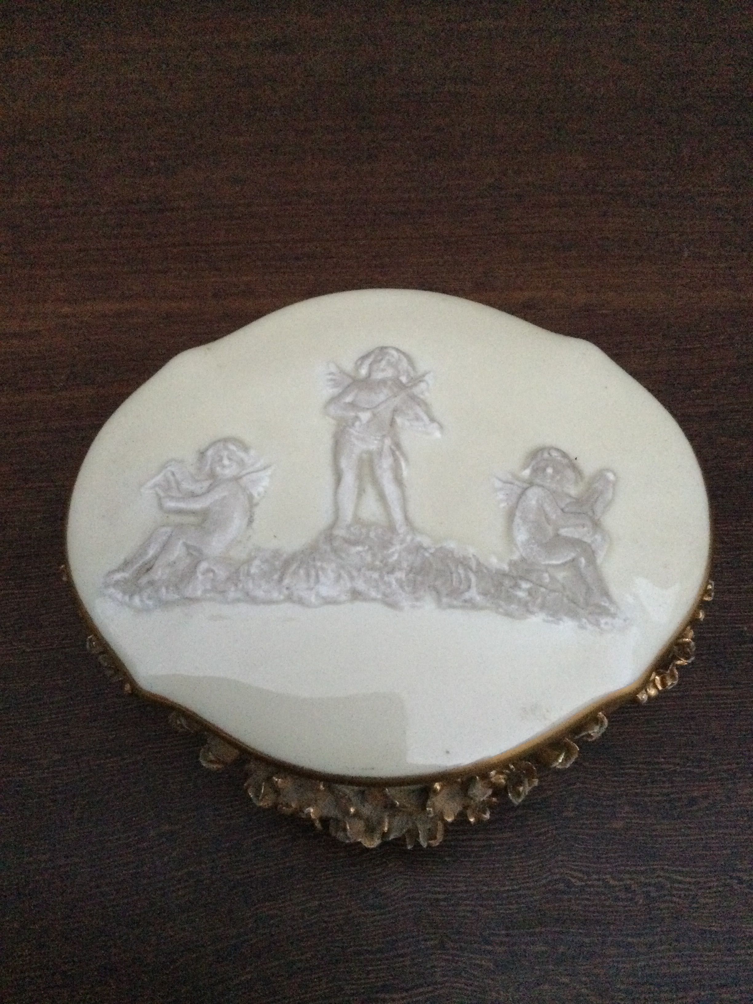 Caixa Pocelana Meninos Biscuit Artibus Ouro Aveiro 12 cm