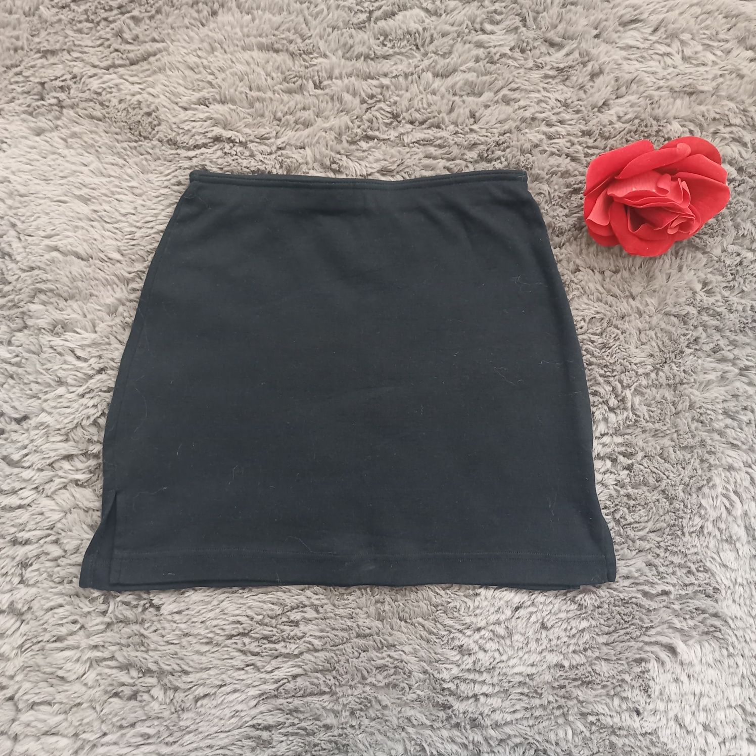 Spódnica mini czarna z rozcięciami po bokach spódniczka bawełna nowa