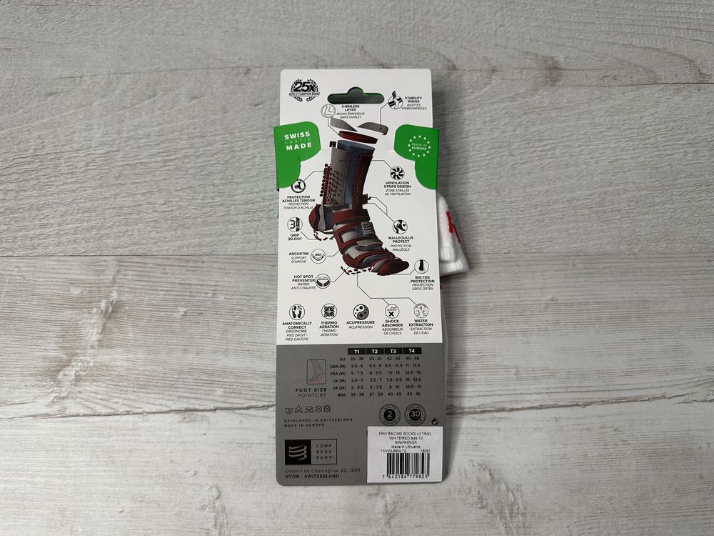 Шкарпетки Compressport Pro Racing Socks v3 Trail White/Red T2