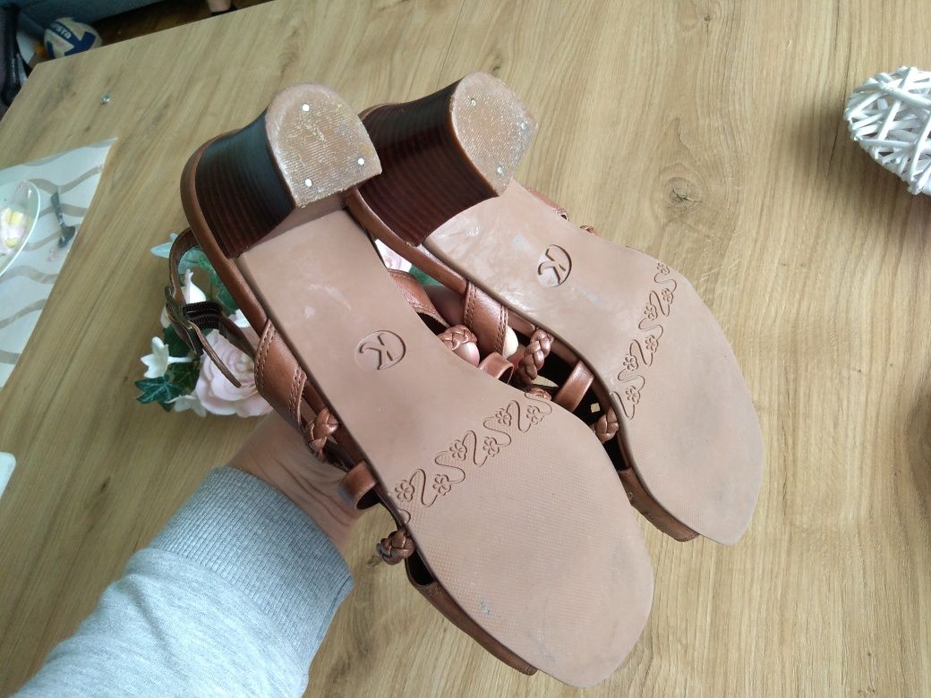 Clarks sandaly 38 szerokie brązowe boho hippie vintage