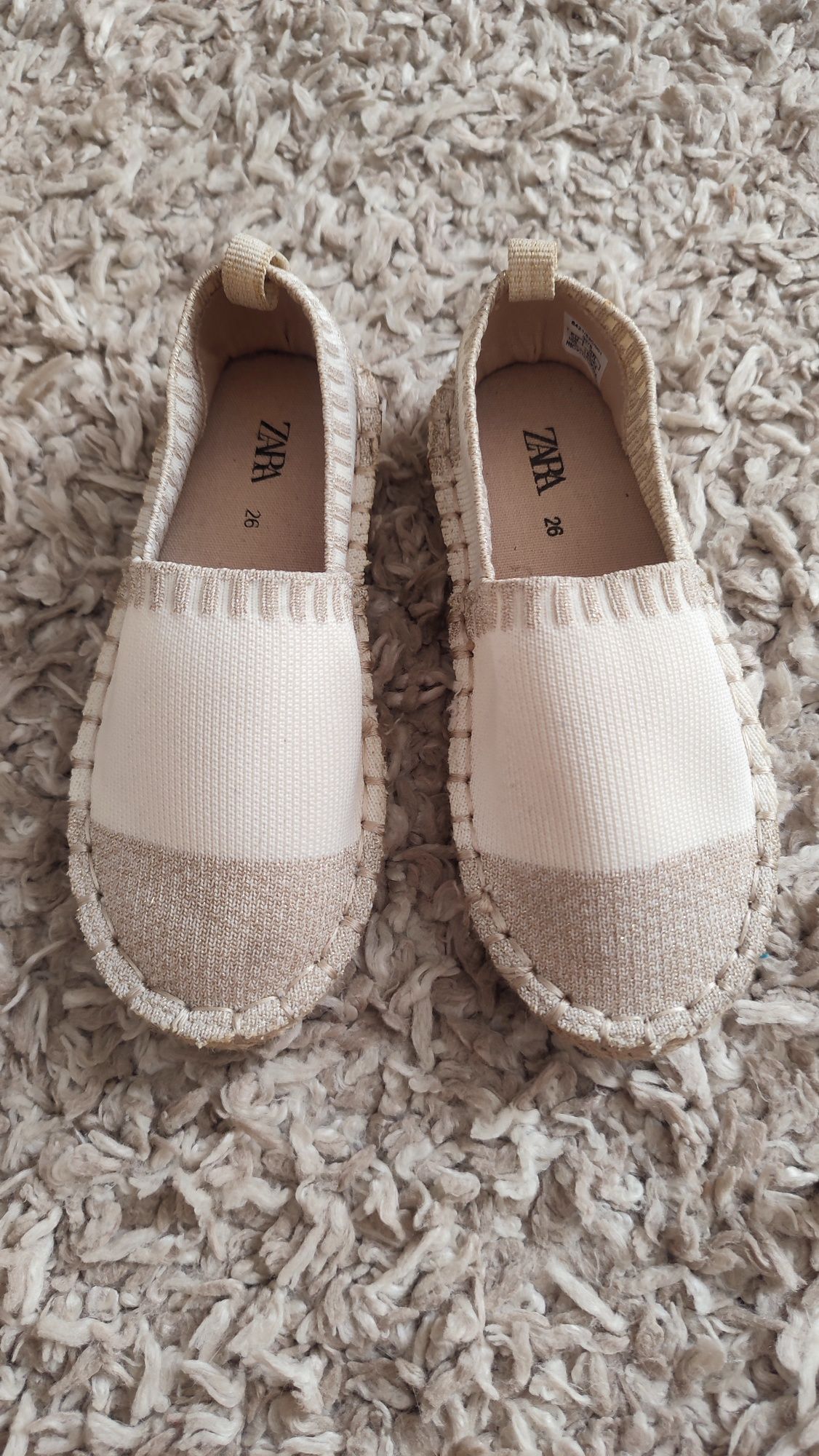 Espadryle beżowe kremowe  Zara , nowe , r.26