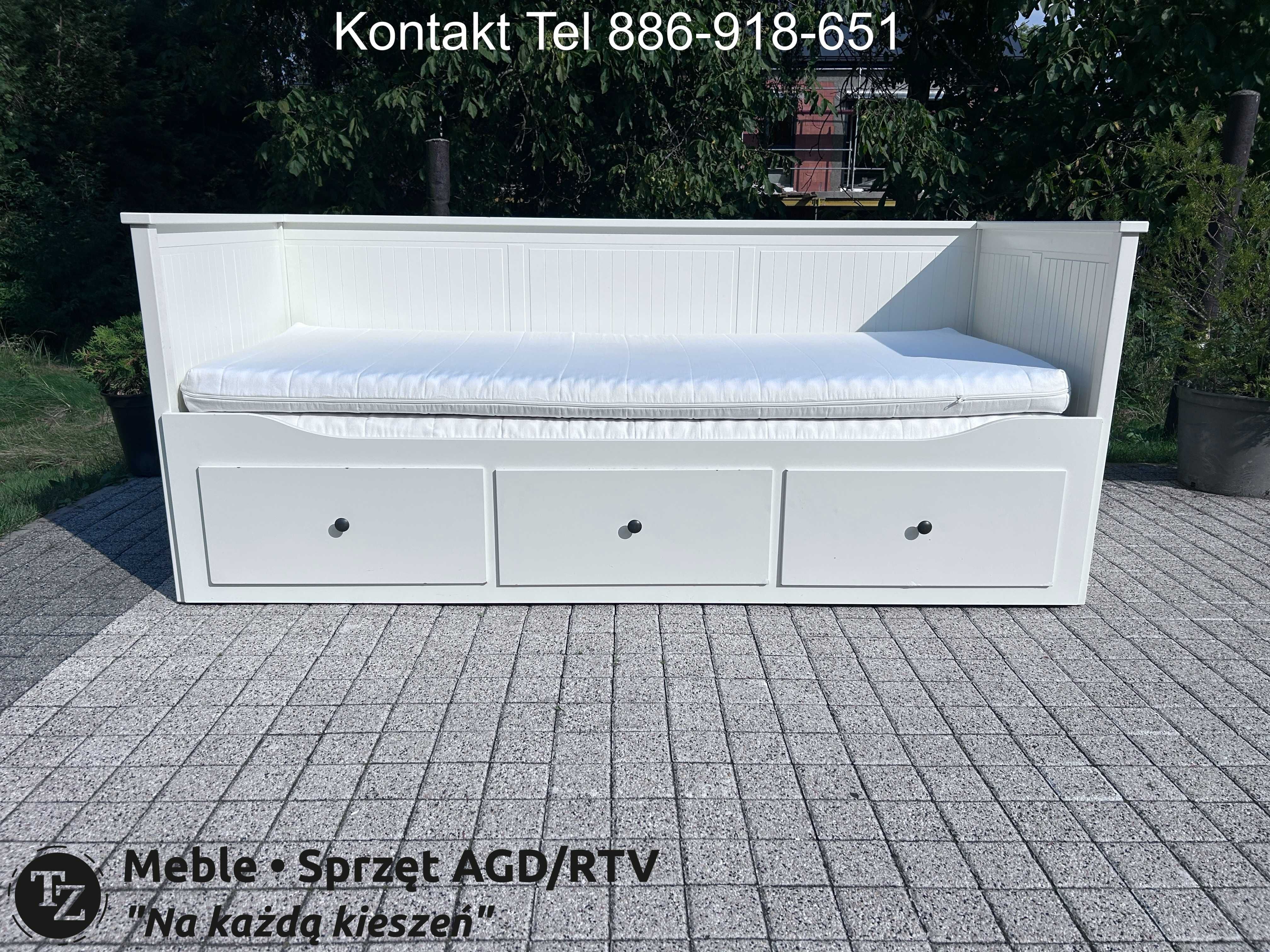 IKEA HEMNES Łóżko Leżanka z 3 szufladami, 2 materace, białe Transport