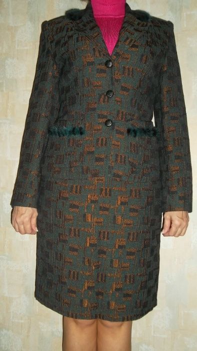 Женский костюм с норкой - пиджак, юбка - р-р 46