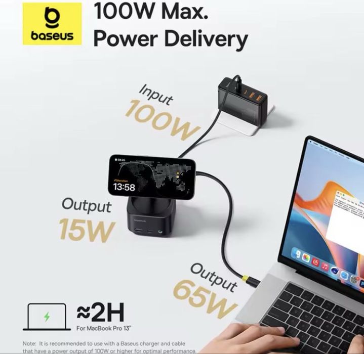 Бездротова зарядка + Hub Baseus MagPro 2 7-в-1