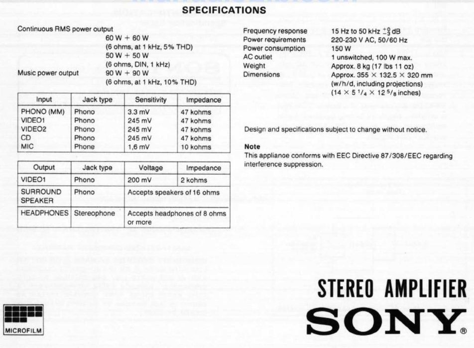 Amplificador Sony TA-D505 Digitale Vintage '90