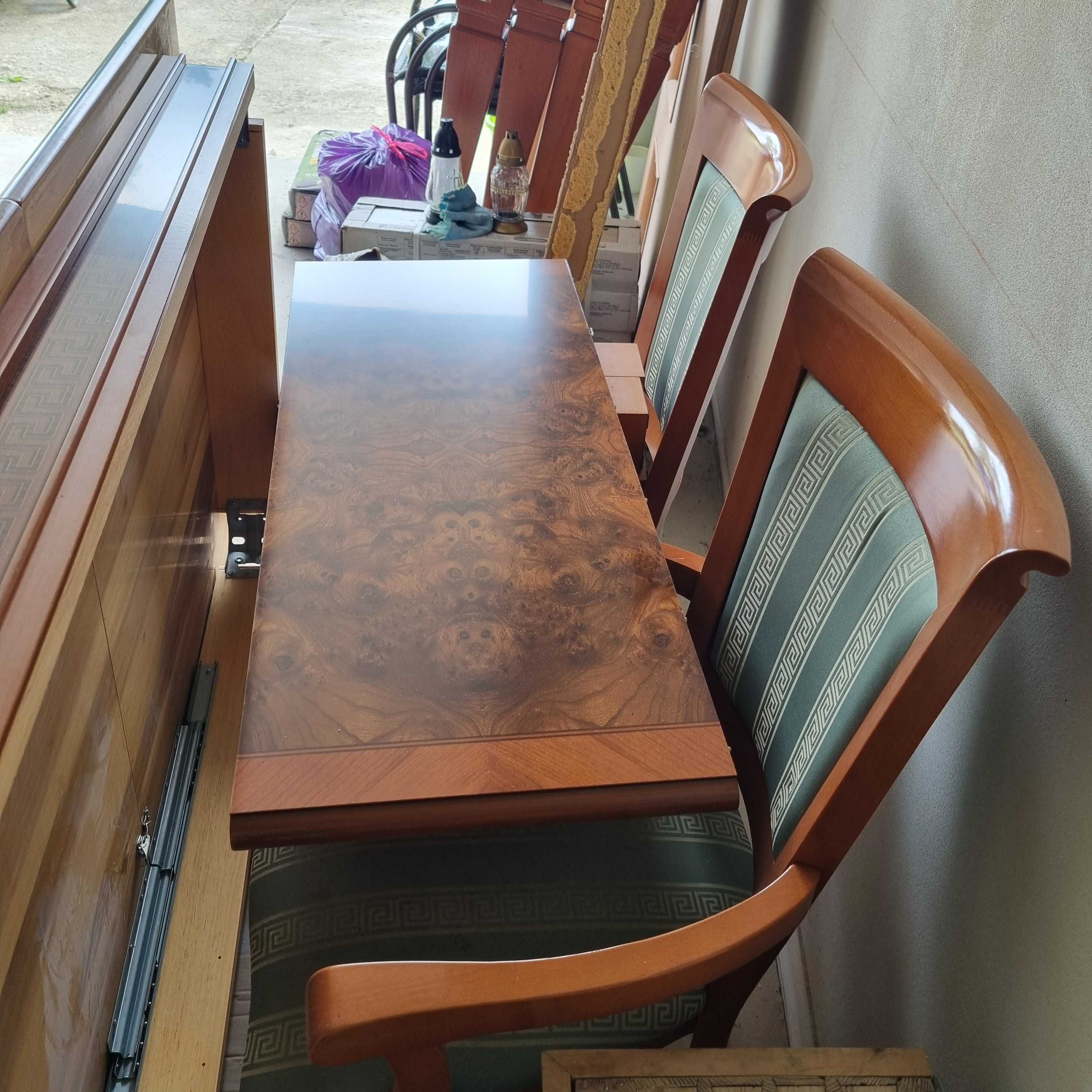 Stylowy stół rozkładany i 6 krzeseł komplet brąz