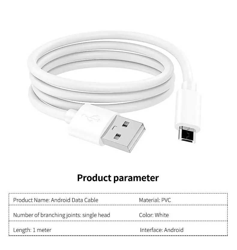 Micro USB 1Metr Kabel USB do ładowania telefonu Biały Gruby Mocny