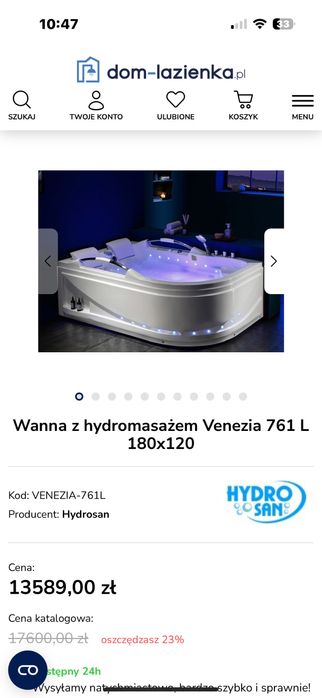 Wanna z hydromasazem