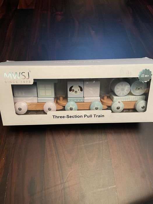 MWSJ kolejka klocki drewniane zwierzątka