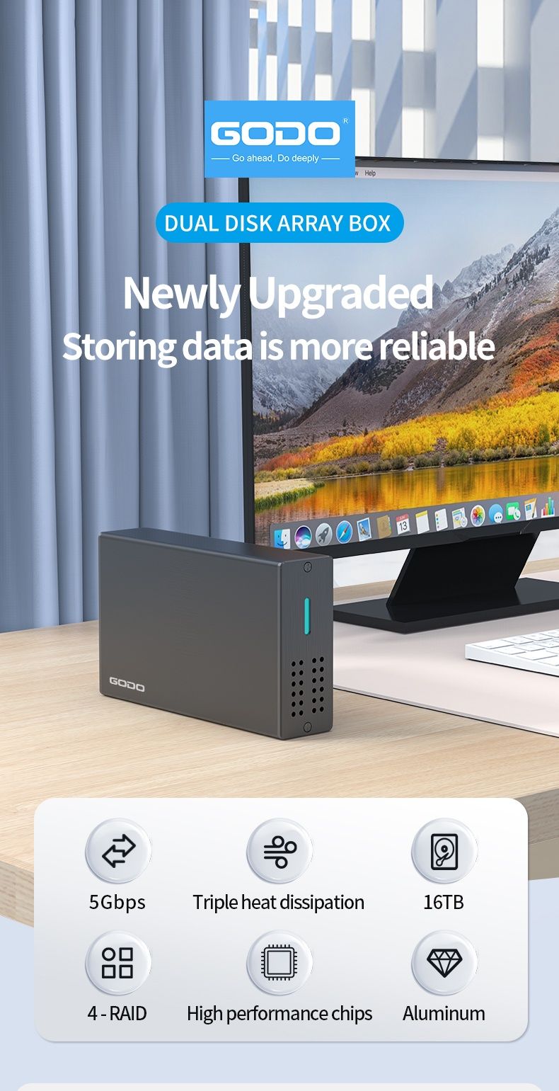 Godo 2.5 карман/nas/raid 0 до 16 терабайт (8+8)