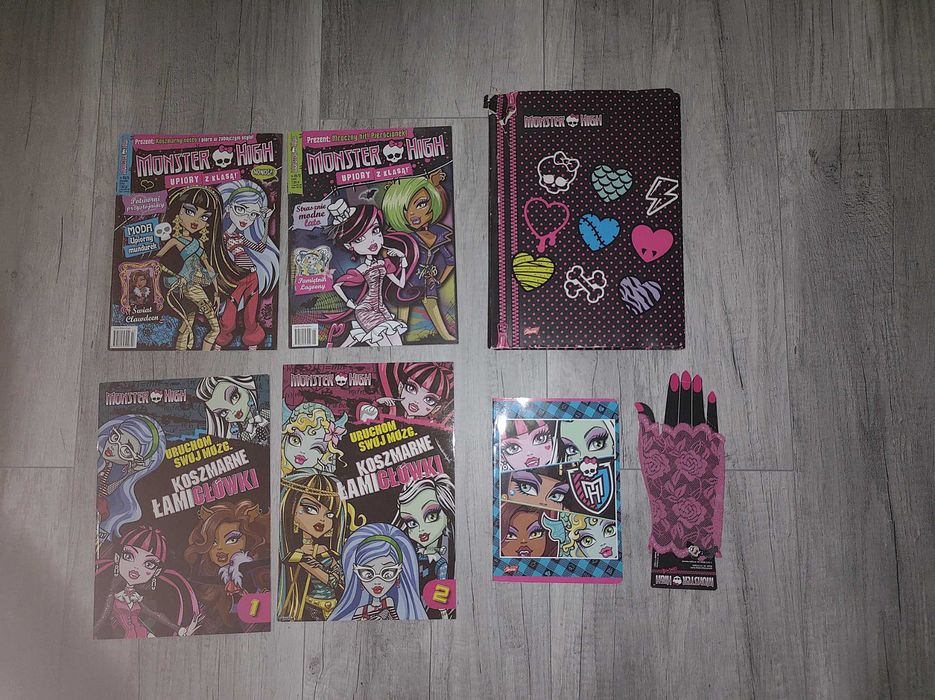 Lalki Monster high  magazyny gazetki zeszyt Rękawiczka teczka za darmo