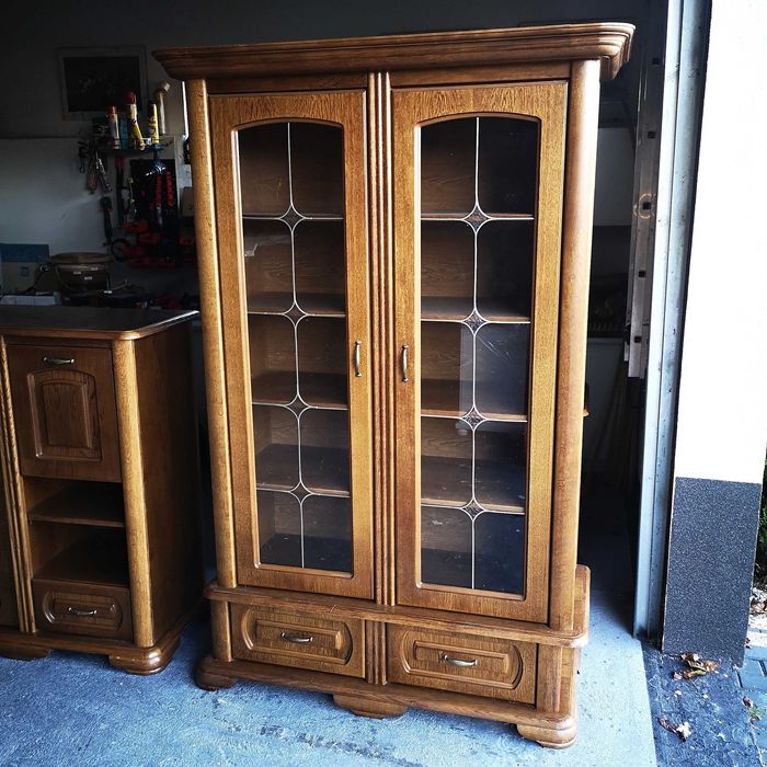 Promocja -50%  Biblioteczka Witryna 120 ` Dąb rsutikalny + Komoda 100