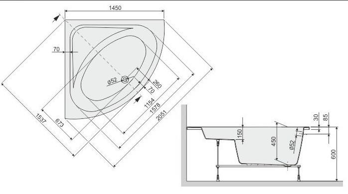 Nierozpakowana wanna narożna Sanplast 145x145 ze stelażem + obudowa