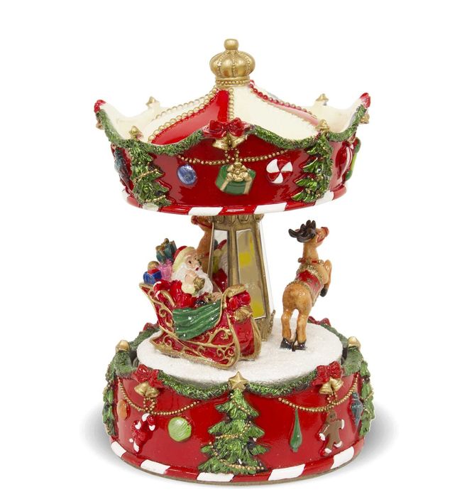 Czerwona Karuzela Z Pozytywką Dekoracja Na Święta Mikołaja 109127