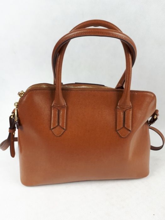Ekskluzywna torebka RALPH LAUREN brązowa koniakowa kuferek elegancka