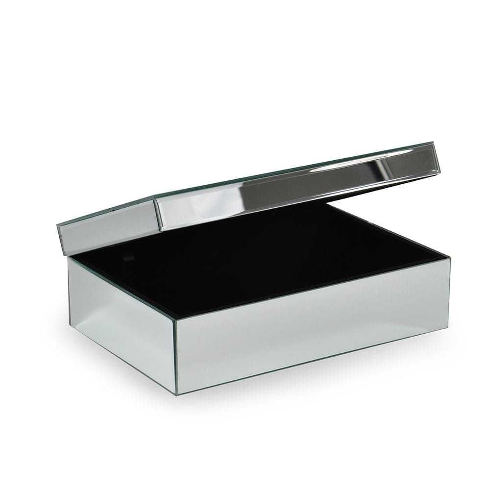 Szklana lustrzana duża szkatułka na biżuterię GLAMOUR 26x18 cm