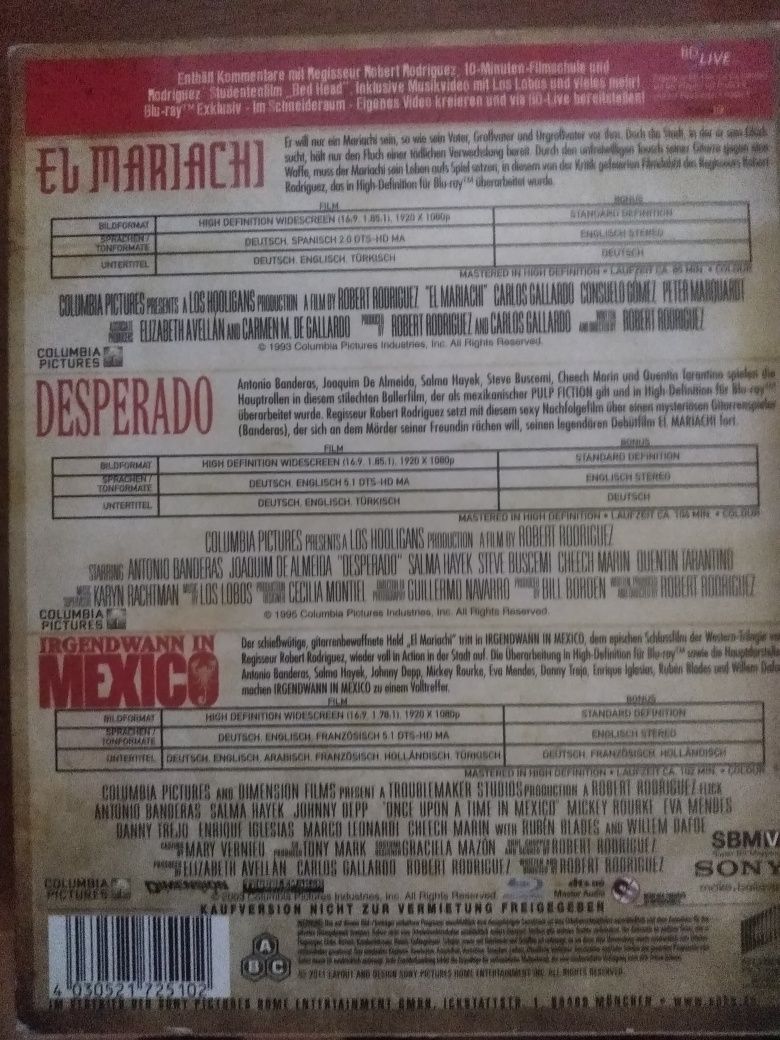 Desperado trylogia blu Ray